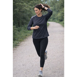 Salomon Large Athletic Long Sleeve Shoulder Stripe Charcoal Gray Running Top